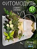 Фитомодуль BOXSAND 21 АЭРО (100х65 см) белый с белыми горшками 1,6 литра с фитолампами вместимость 21 растение